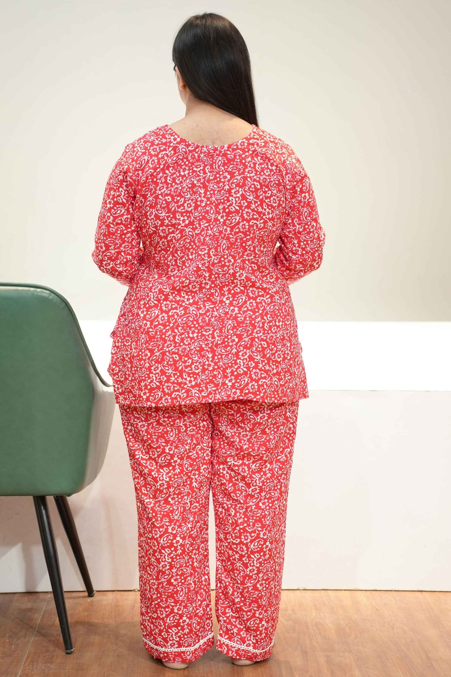 Red Radiance Rayon Night Suit