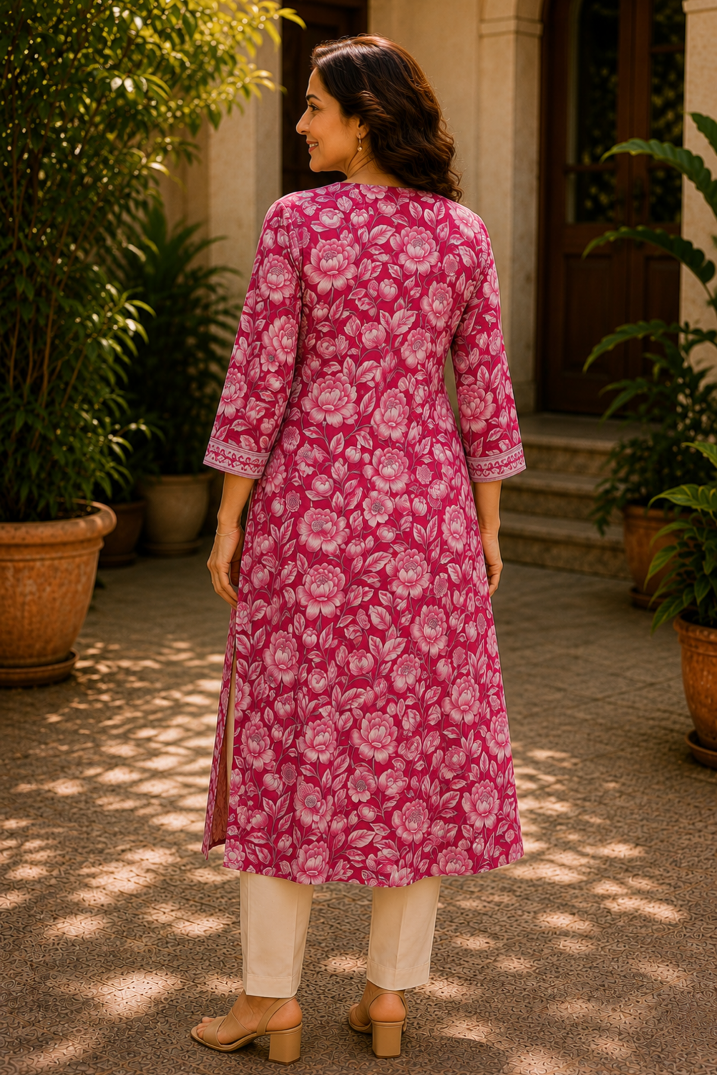 Tisha Floral A-line Cotton Kali Kurta