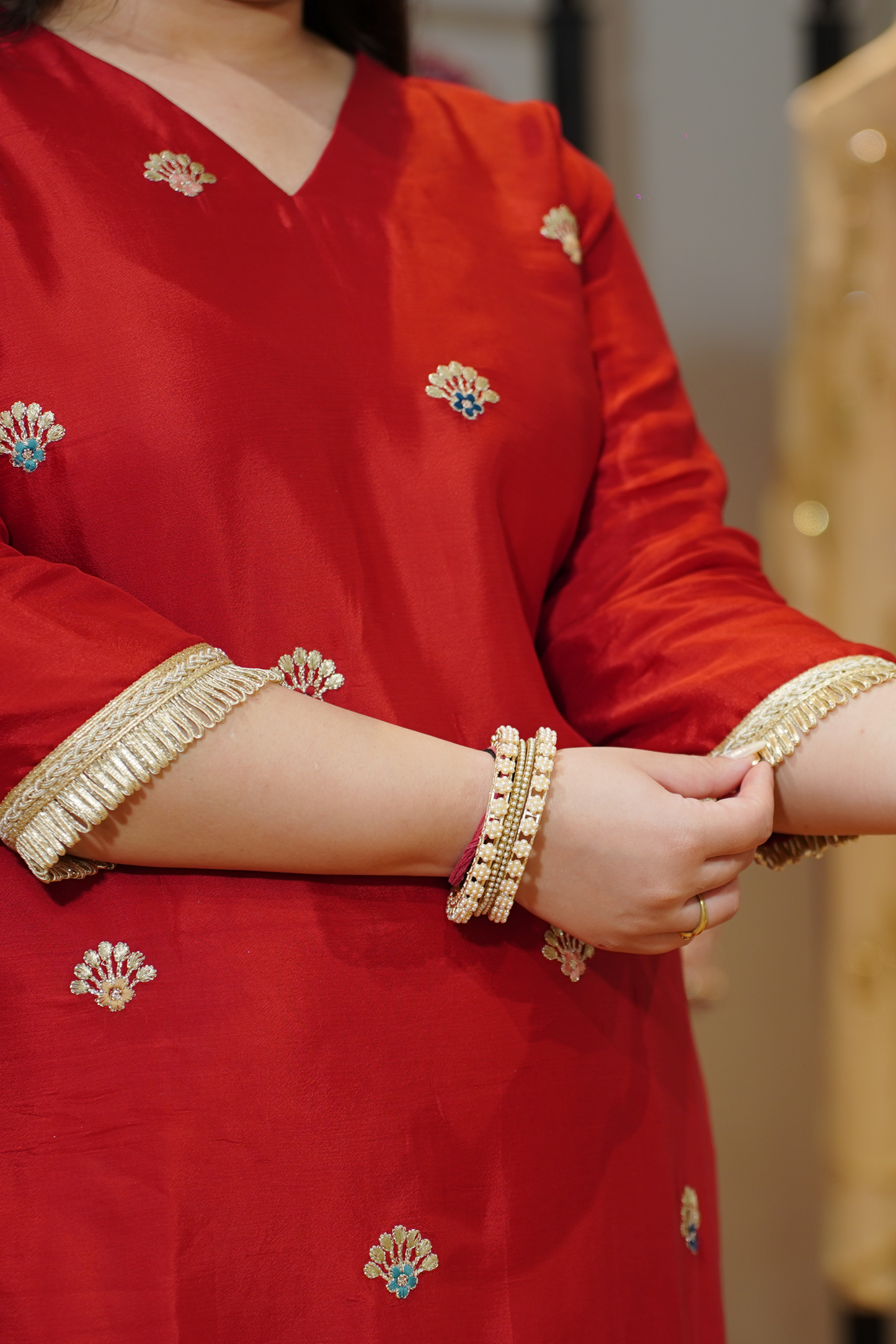 Ruhina Saaj Zari Embroidered Suit With Flared Pants