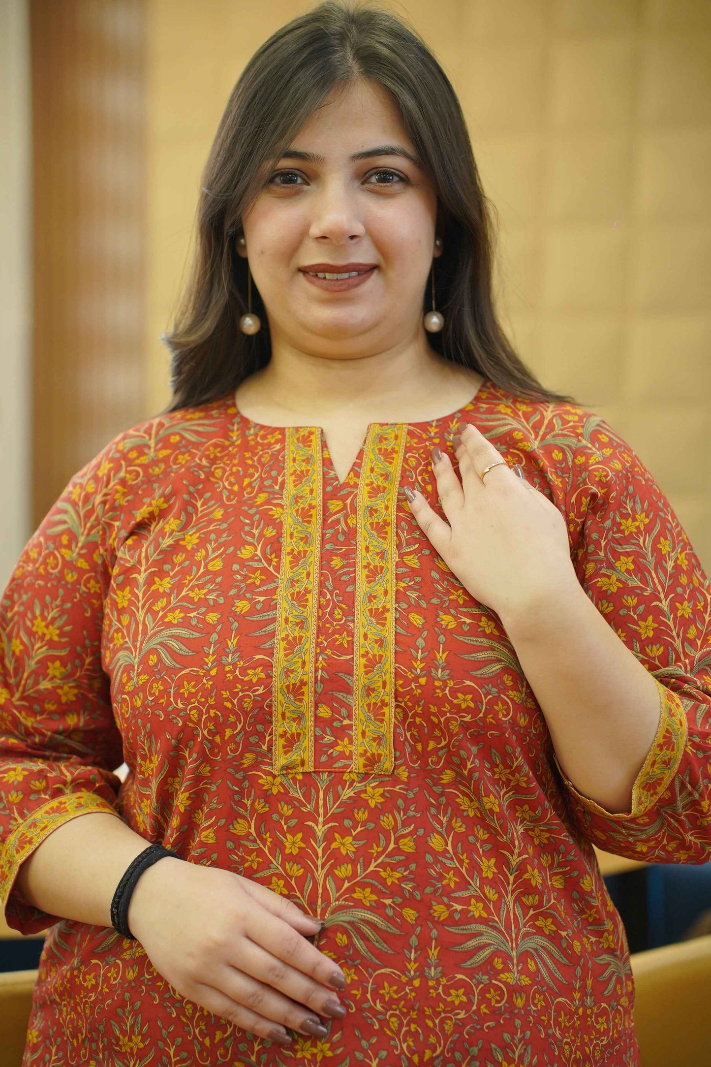 Rust Terra Bagh Printed Cotton Top