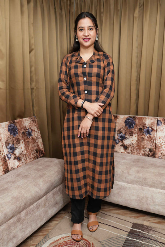 Buy Plus Size Rusty Maple Woollen Kurta At Apella | Sizes XS to 10 XL | India | Free Delivery | Customized