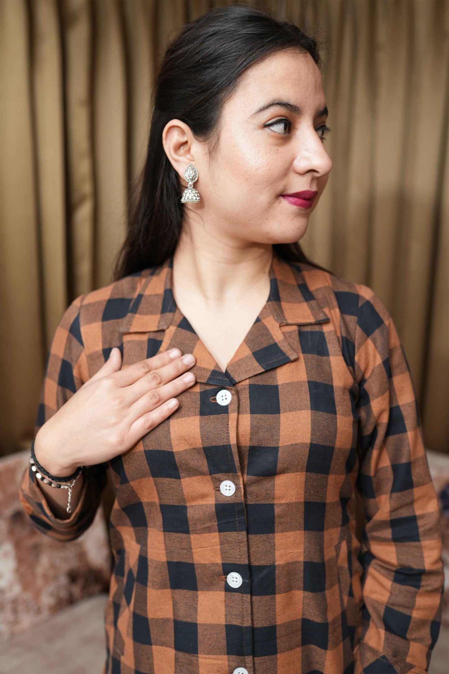 Buy Plus Size Rusty Maple Woollen Kurta At Apella | Sizes XS to 10 XL | India | Free Delivery | Customized