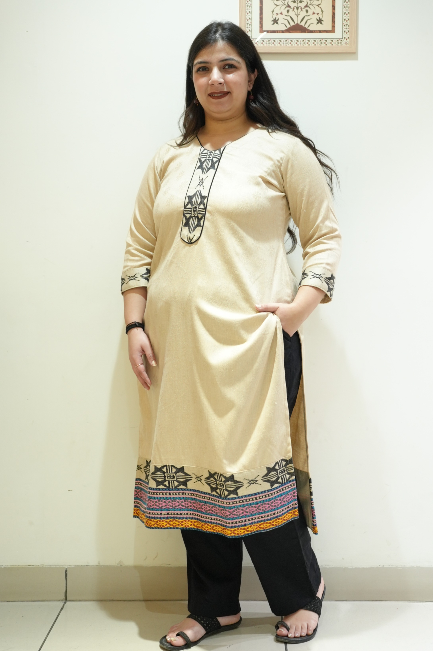 Sandstone Black Woollen Kurta