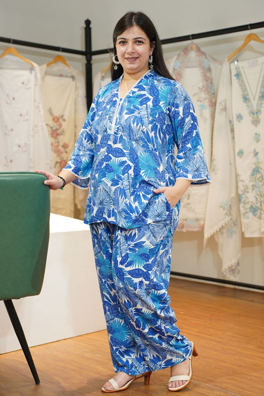 Sapphire Aura Mandarin Co-ord Set