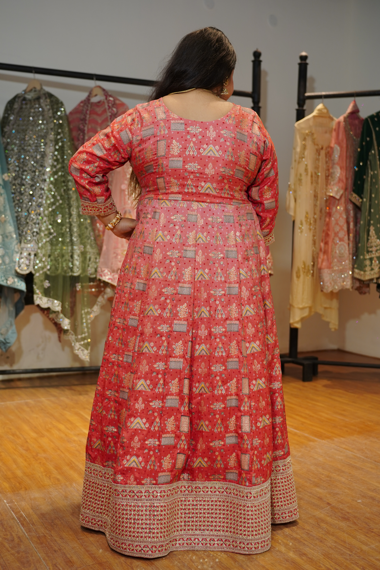 Sarini Sunset Ombre Dress with Zari Work