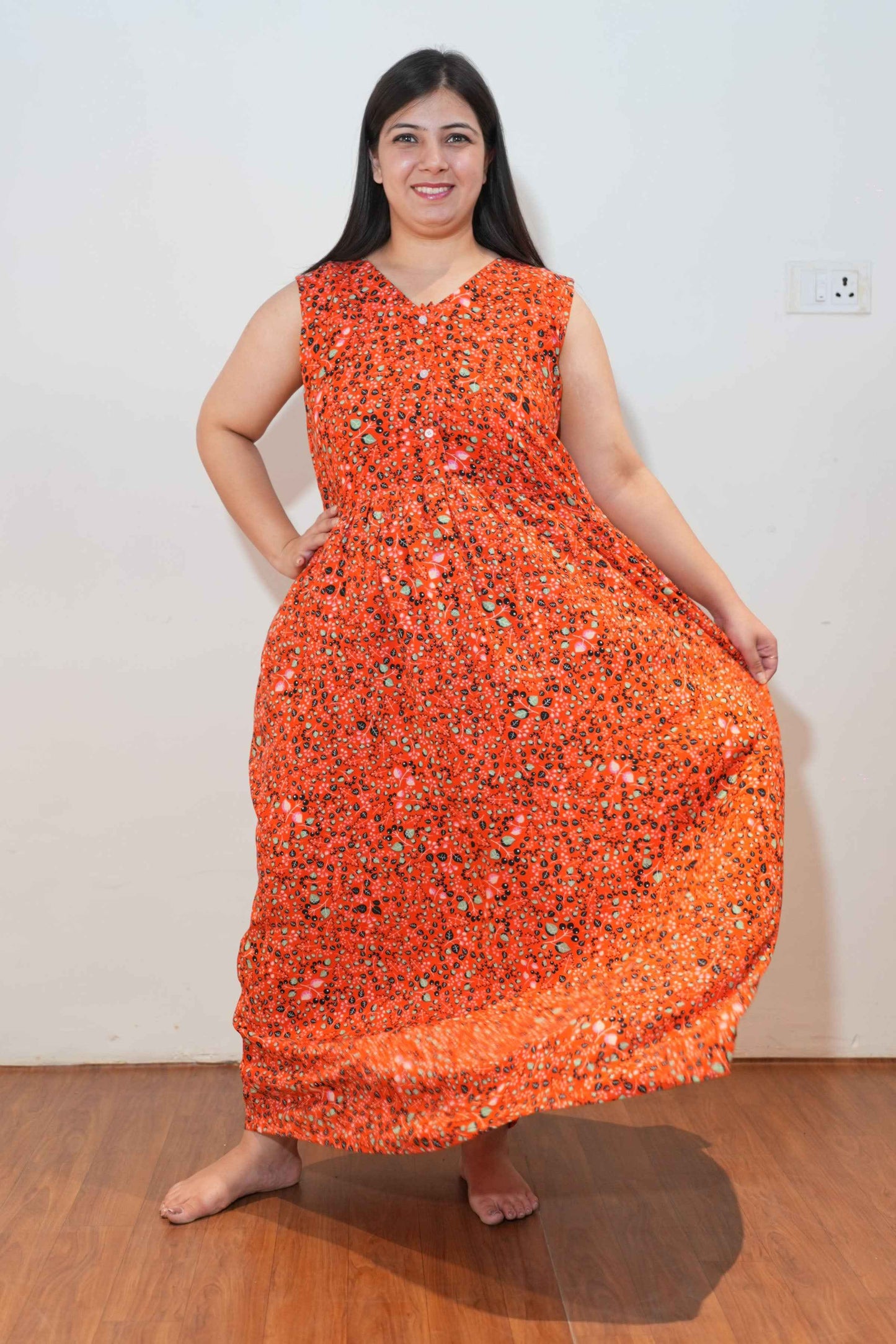 Scarlet Red Rayon Night Gown