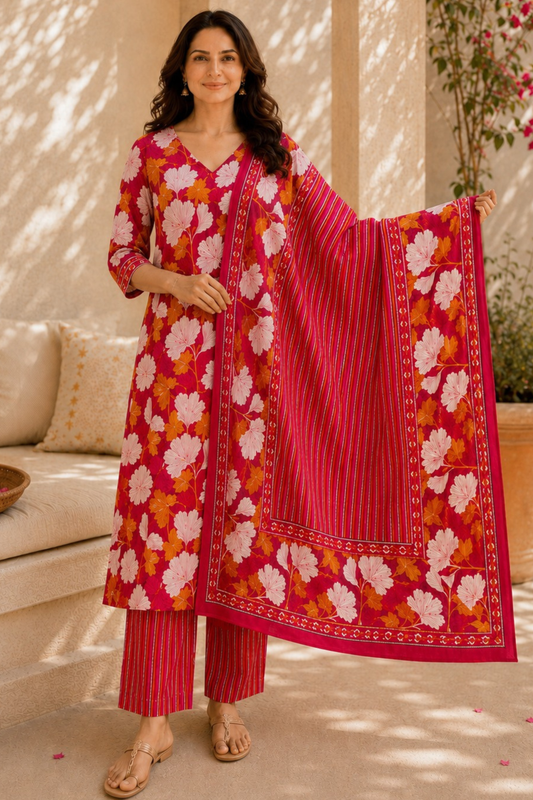 Scarlet Summer Cotton Suit Set
