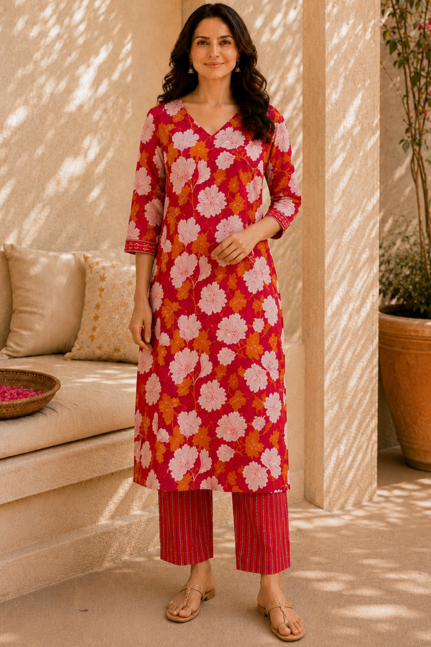 Scarlet Summer Cotton Suit Set