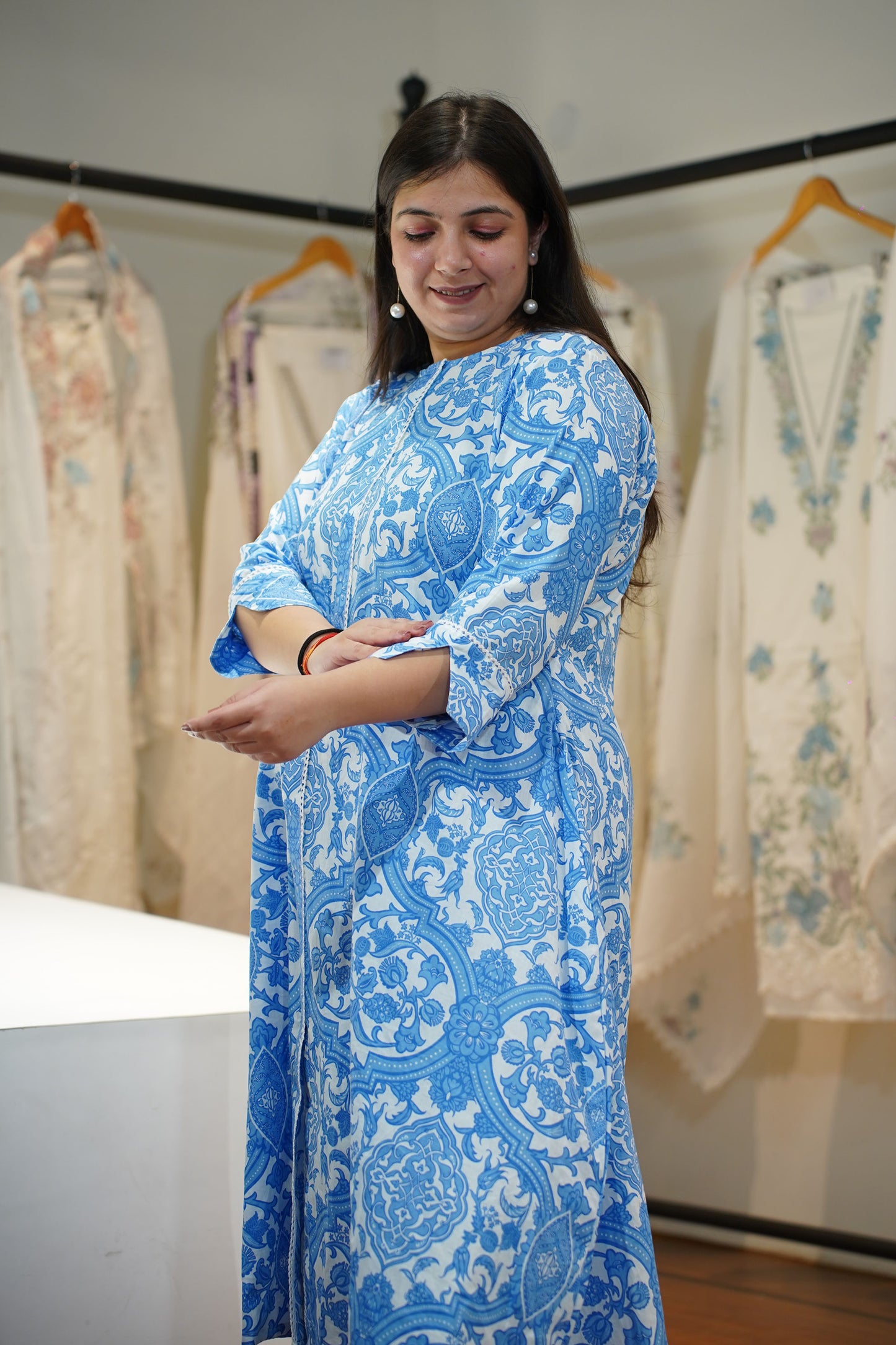 Frozen Dew Rayon A-Line Kurta Set