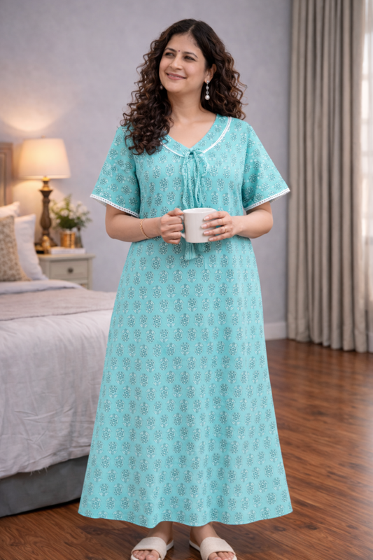 Soothing Sky Cotton Night Gown