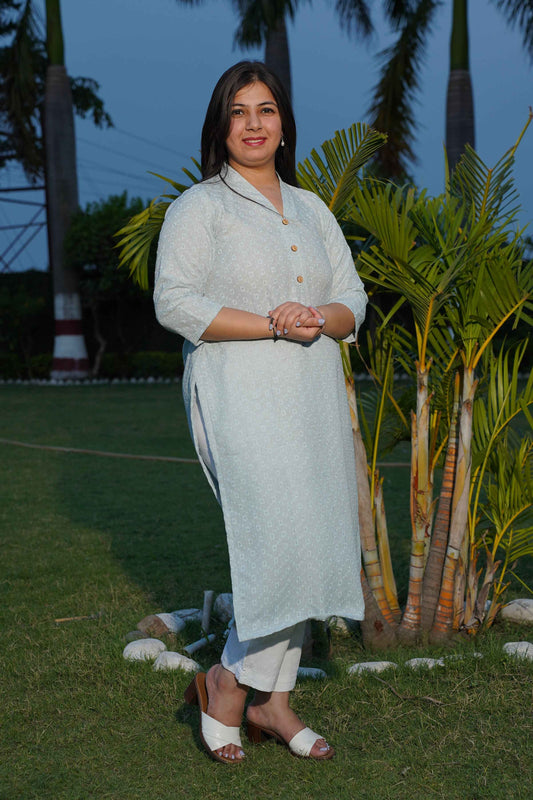 Buy Plus Size Skyline Embroidered Cotton Kurta At Apella | Sizes XS to 10 XL | India | Free Delivery | Customized