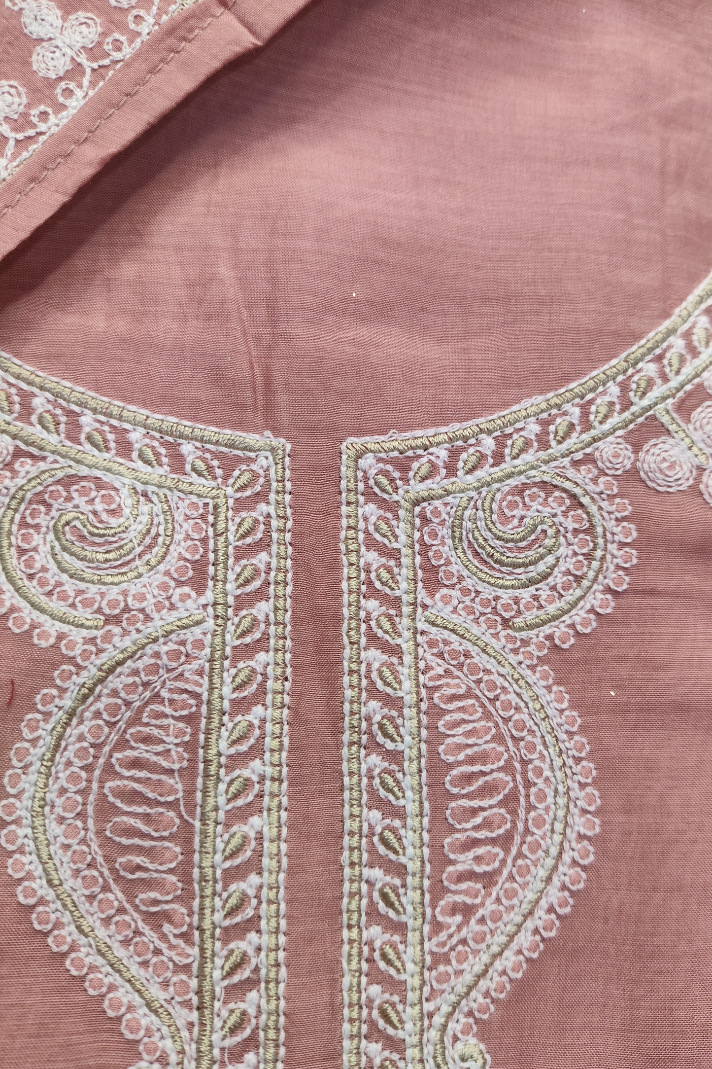 Soft Peach Embroidered Mul Cotton Suit