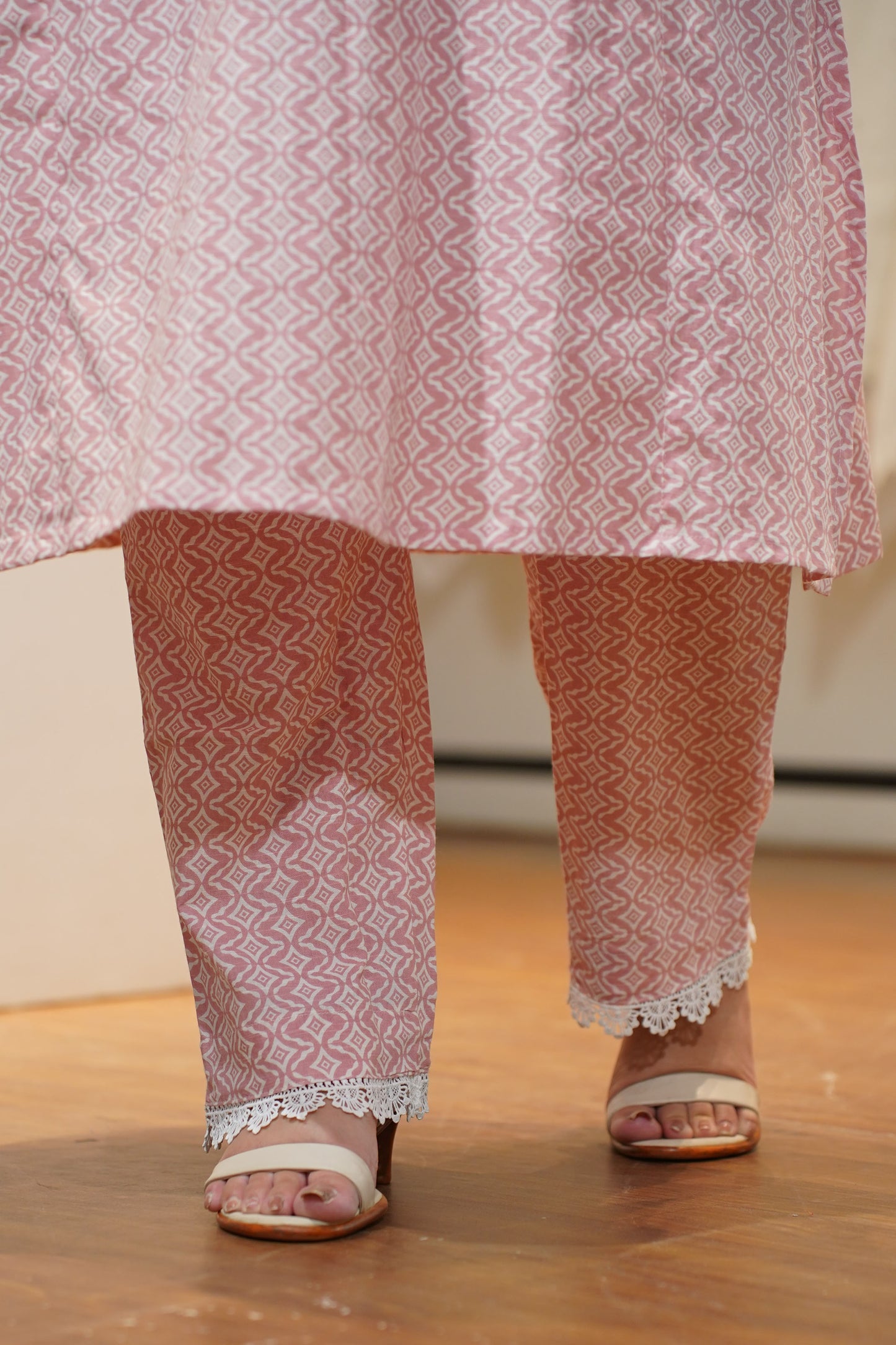 Soft Pink A-line Cotton Kurta Set