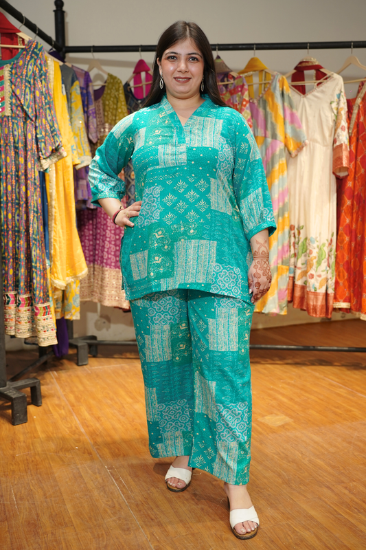 Spring Russle Foiled Rayon Co-ord Set