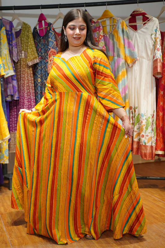 Stripe Stroll Foiled Rayon Dress With Pockets