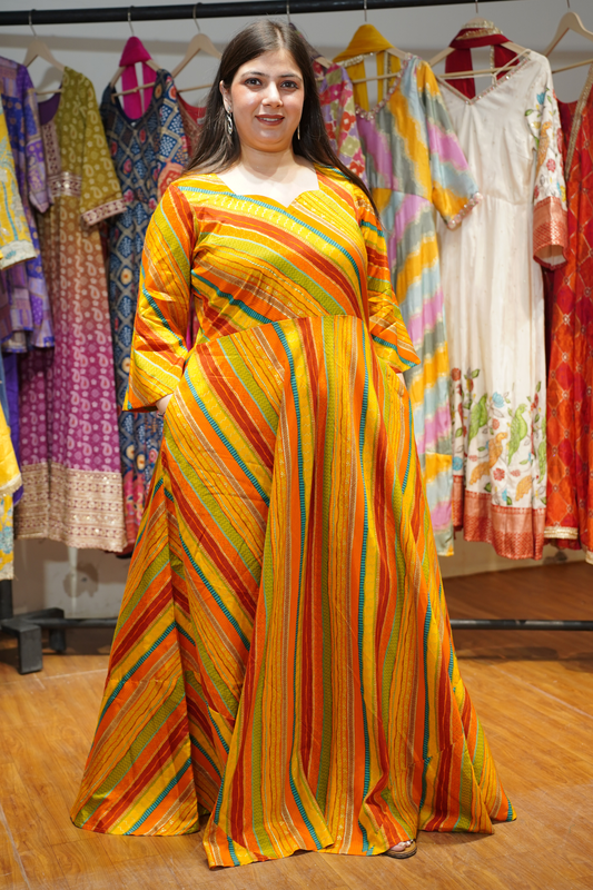 Stripe Stroll Foiled Rayon Dress With Pockets