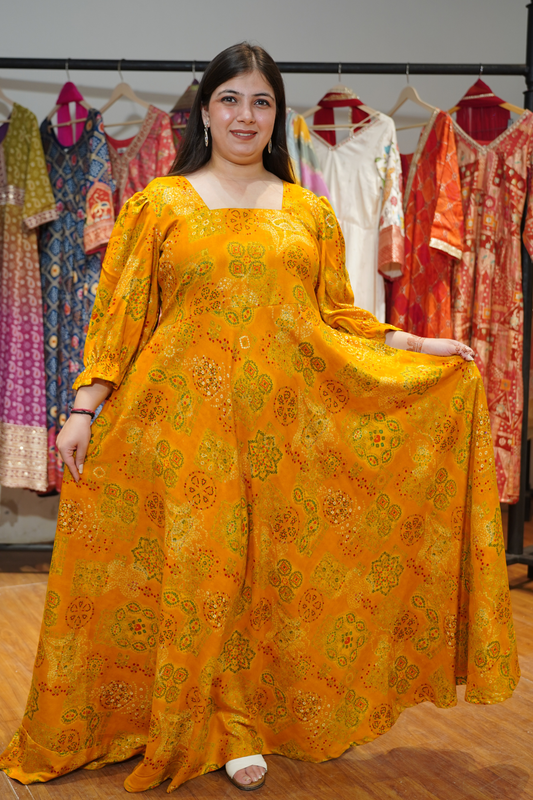 Sunray Song Foiled Rayon Dress With Pockets