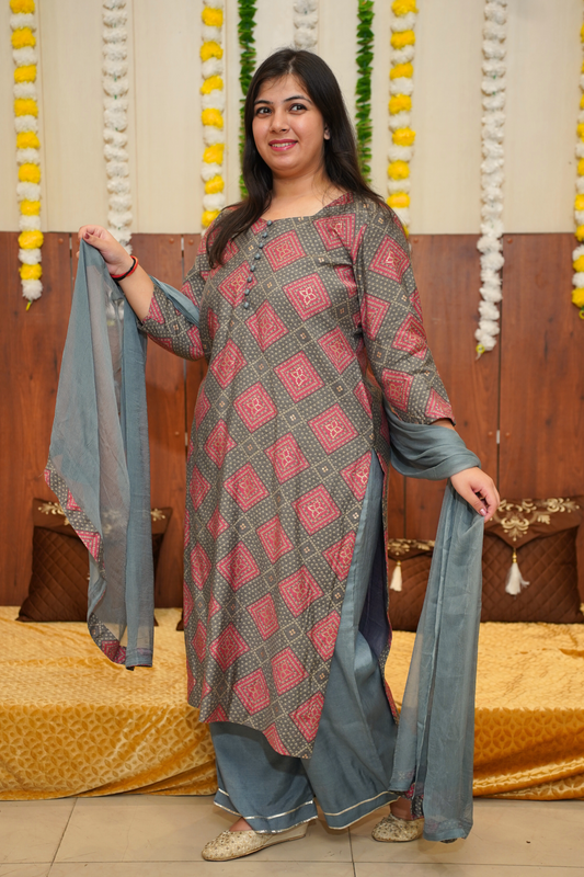 Buy Plus Size Sunset Charm Fancy Modal Suit At Apella | Sizes XS to 10 XL | India | Free Delivery | Customized