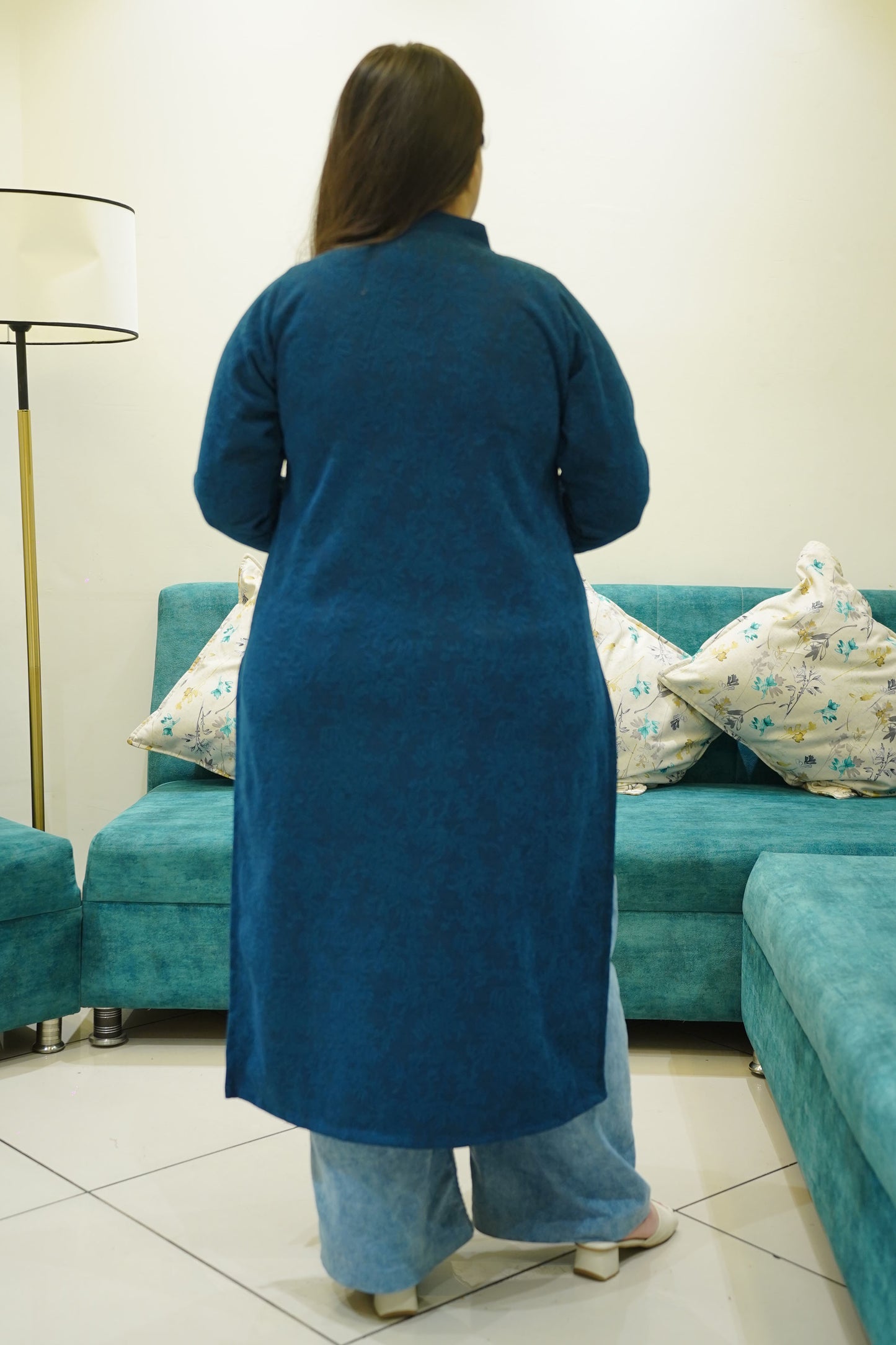 Teal Snuggle Knitted Woollen Kurta