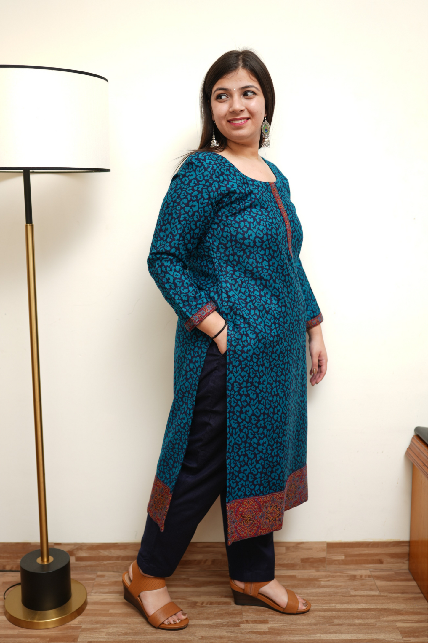 Teal Treasury Woollen Kurta