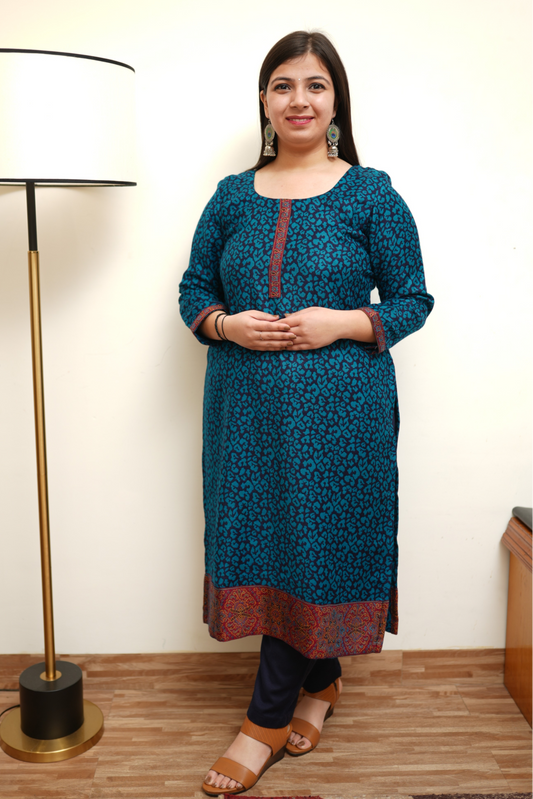 Teal Treasury Woollen Kurta
