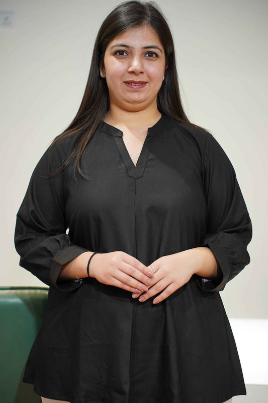 Timeless Black Pleated Rayon Top