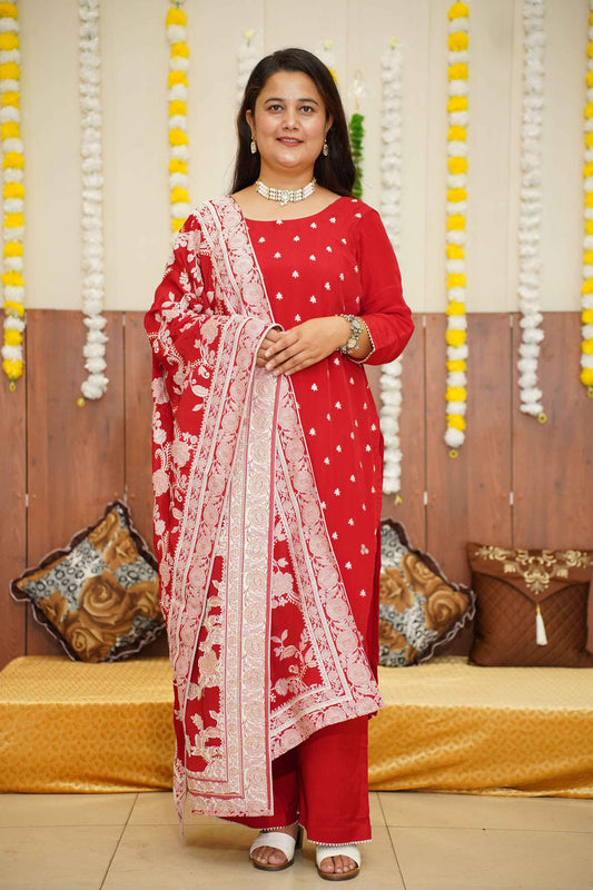 Buy Plus Size Timeless Bloom Crepe Suit Set At Apella | Sizes XS to 10 XL | India | Free Delivery | Customized