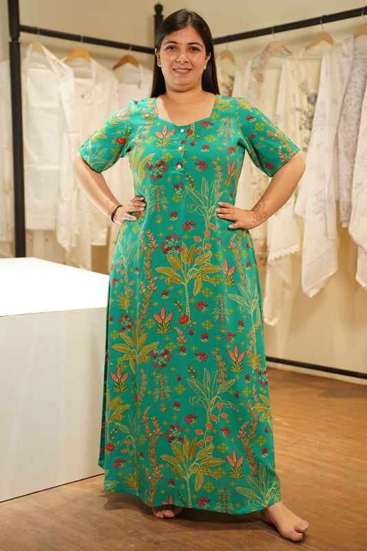 Vibrant Floral Rayon Night Gown