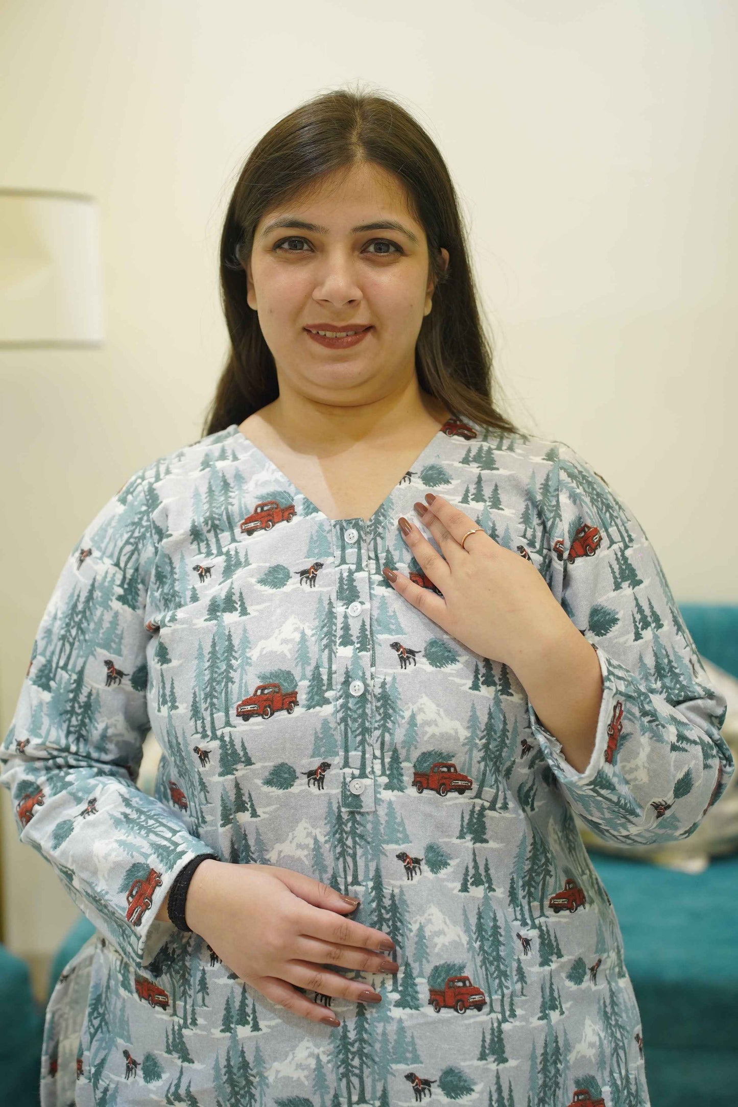 Wheels & Furry Woollen Night Suit