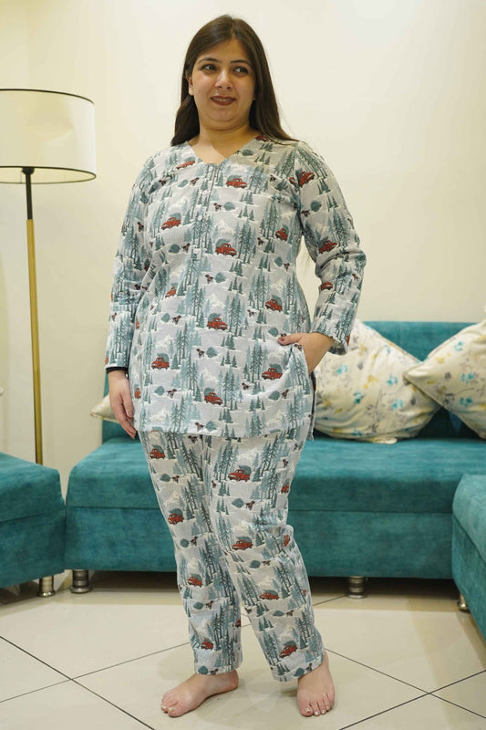 Wheels & Furry Woollen Night Suit