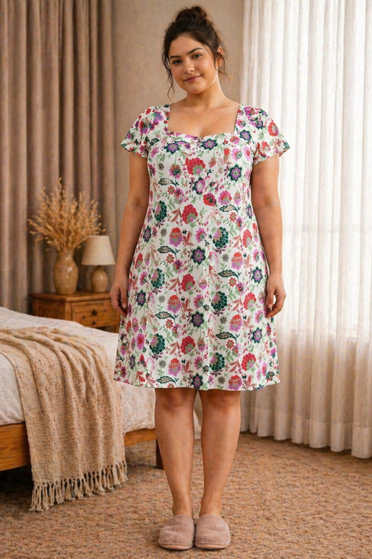 Soft Garden Rayon Short Nighty