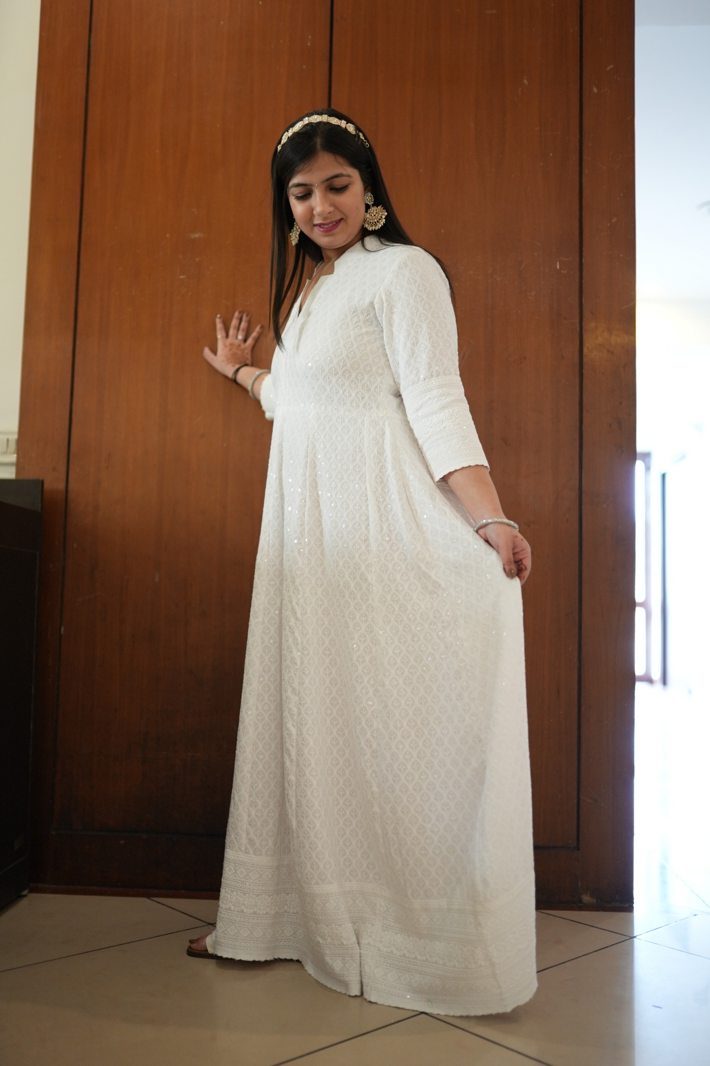 Buy Plus Size Radiant White Sequined Fancy Dress At Apella | Sizes XS to 10 XL | India | Free Delivery | Customized
