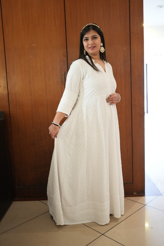 Buy Plus Size Radiant White Sequined Fancy Dress At Apella | Sizes XS to 10 XL | India | Free Delivery | Customized