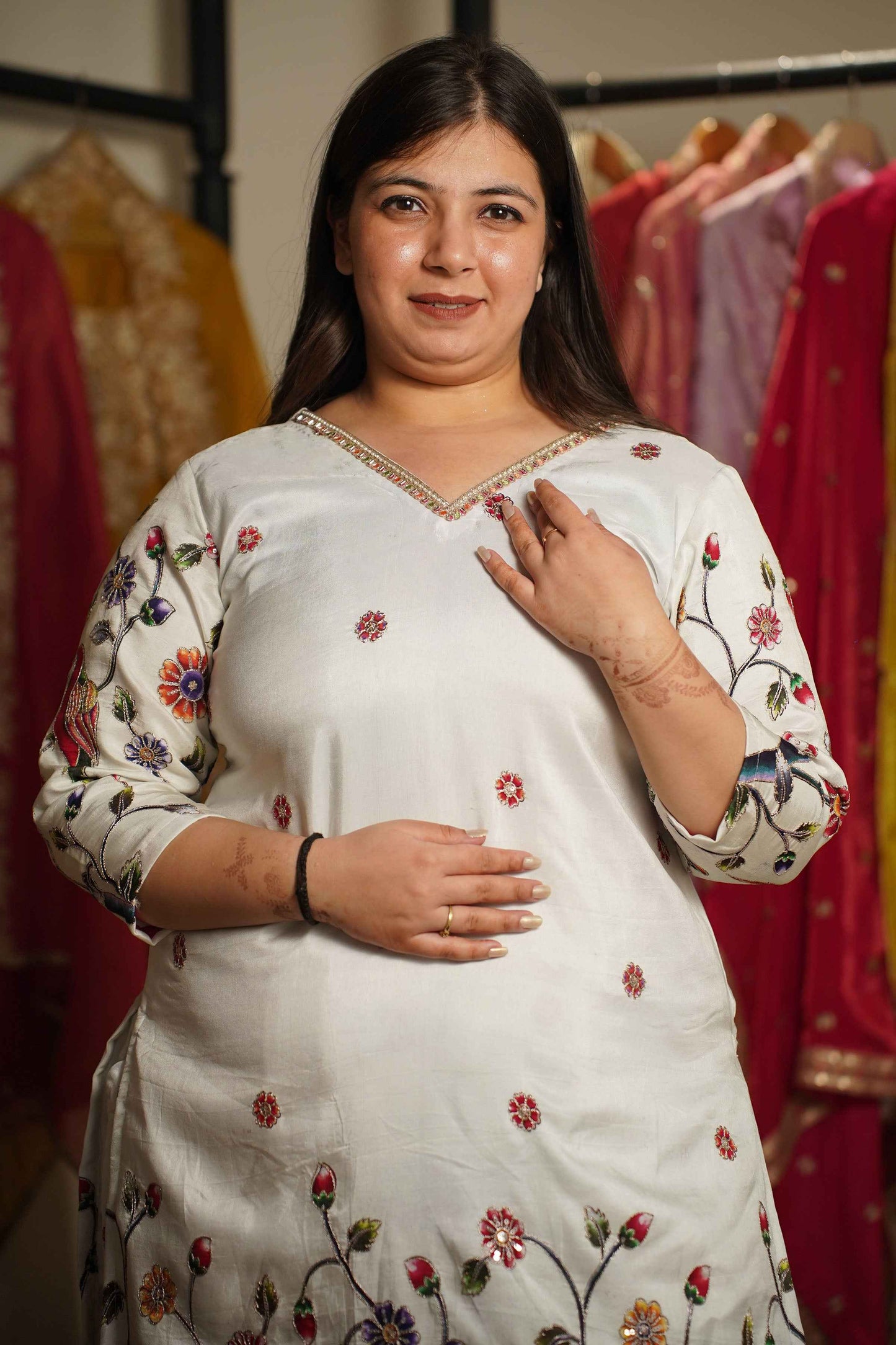 Shubhra Saaz Silk Co-ord Set with Placement Work