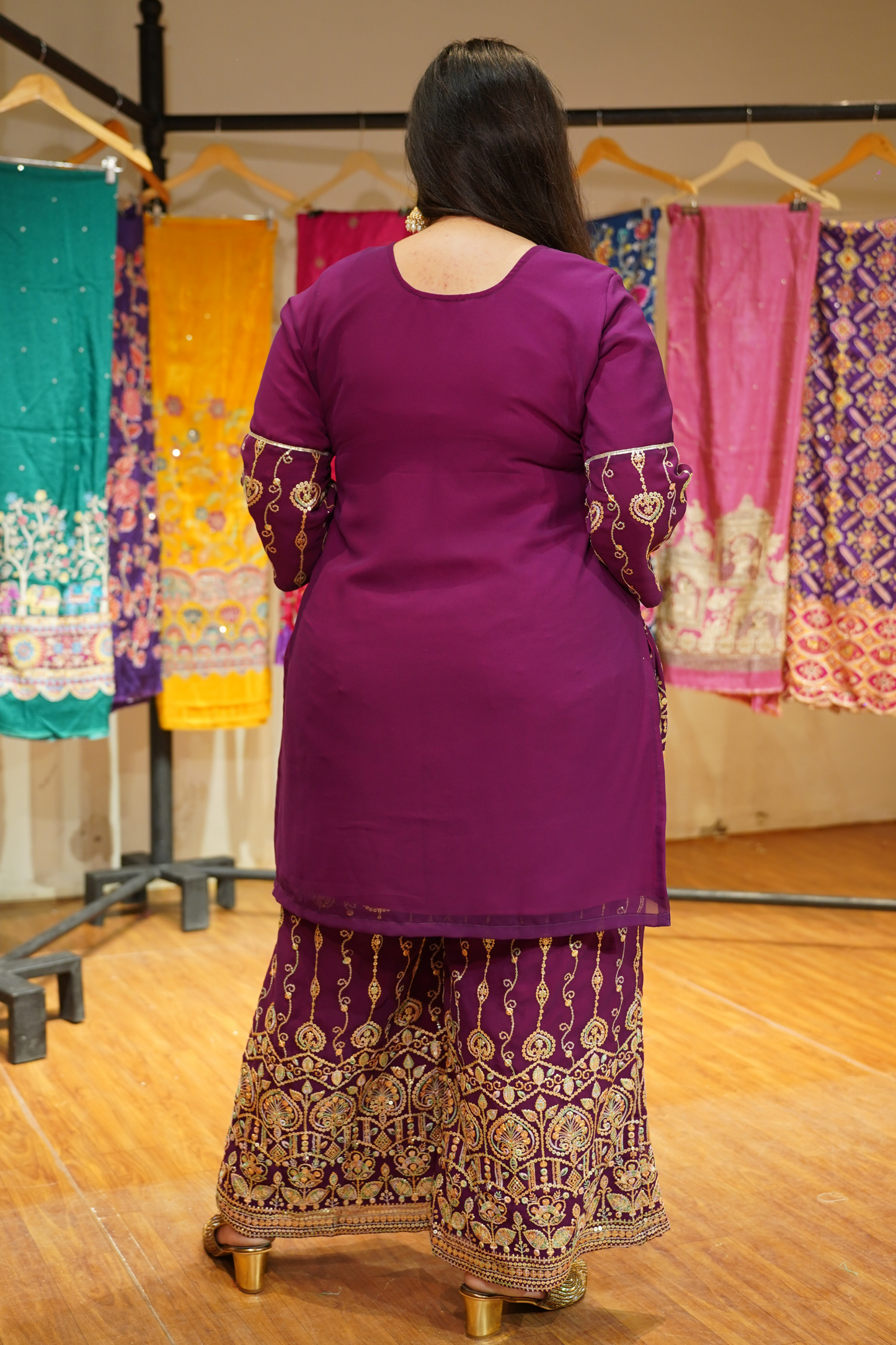 Garnet Glow Embroidered Georgette Suit