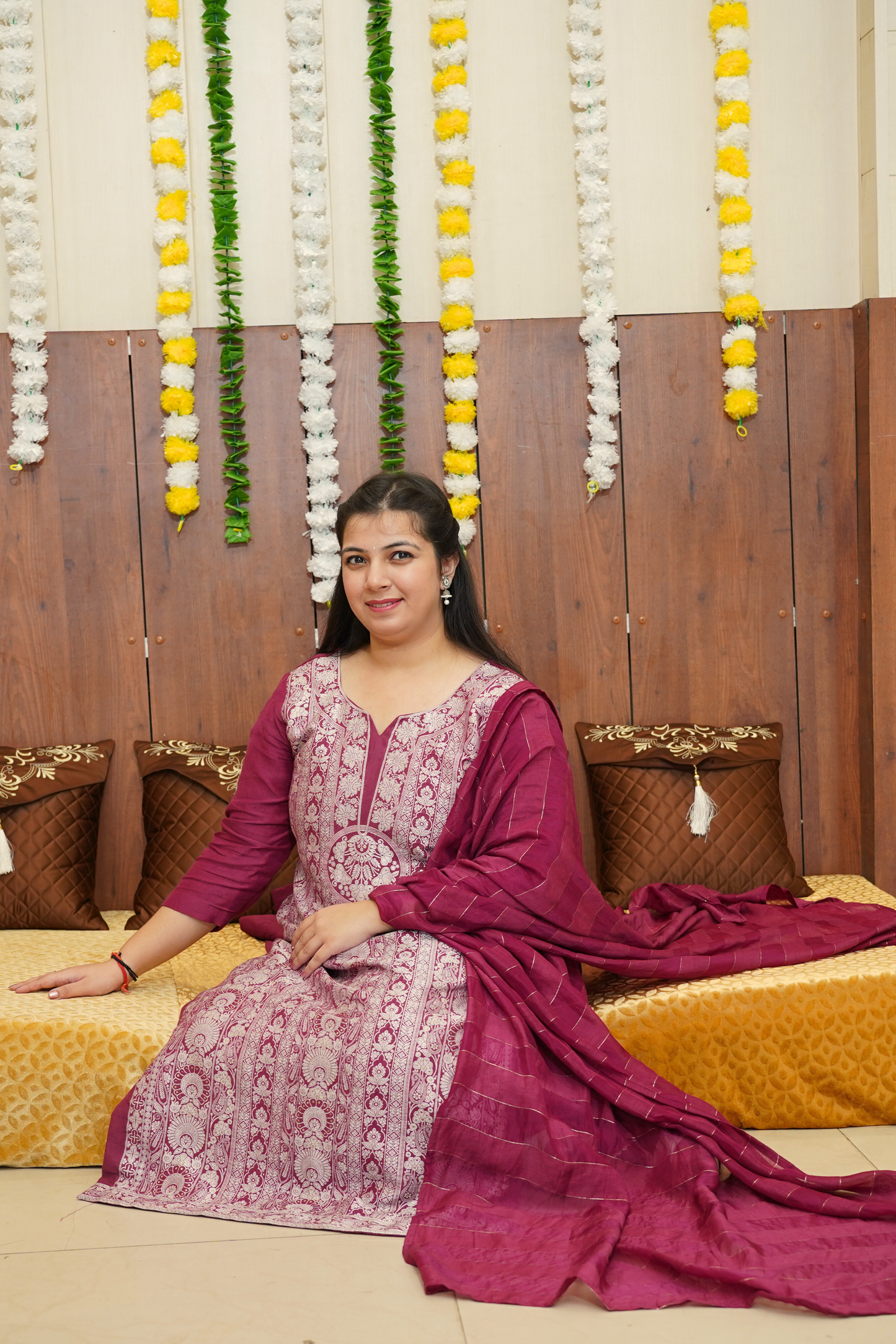 Mulberry Wine Jacquard Linen Suit