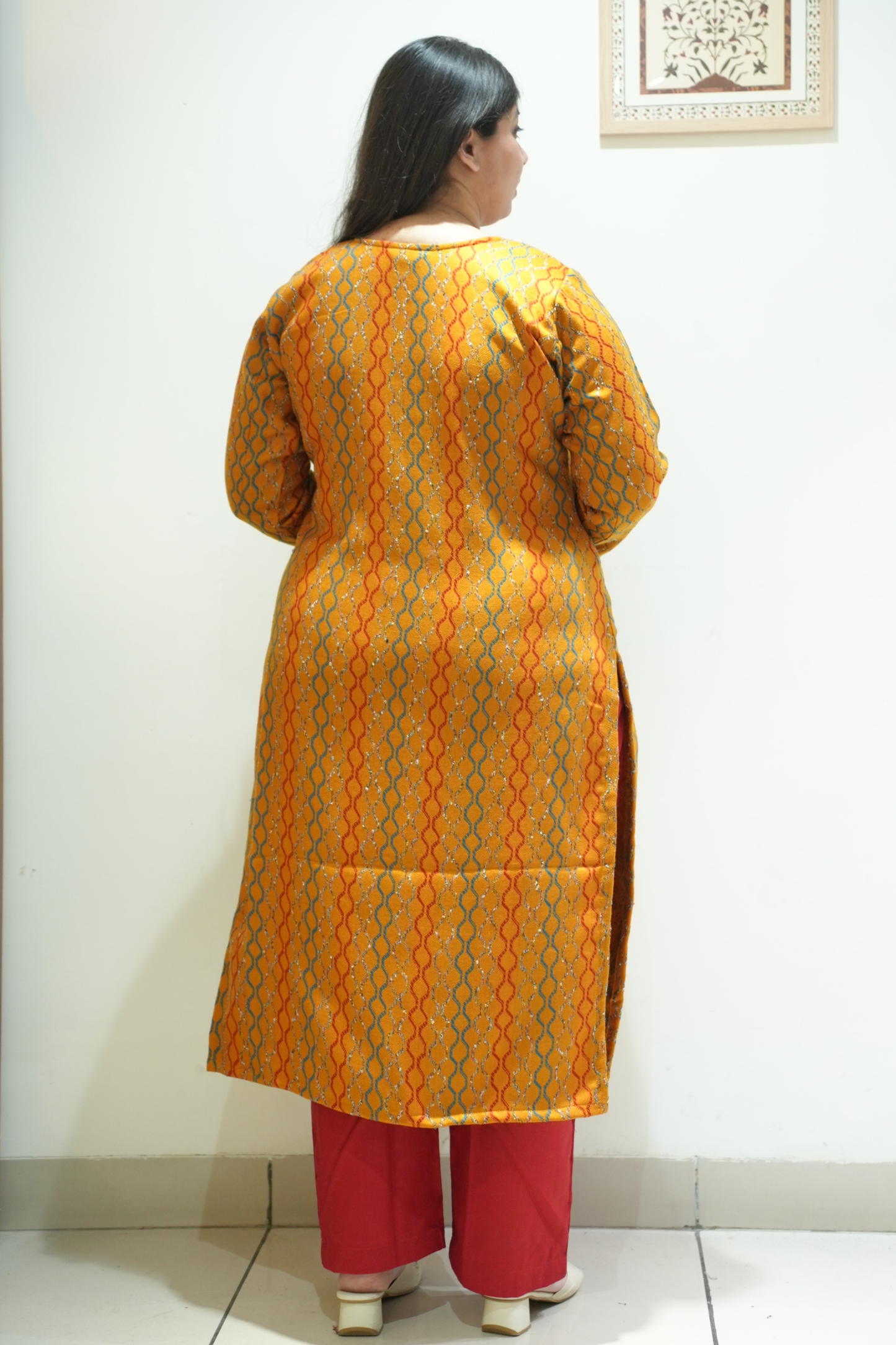Saffron Ripple Woollen Kurta