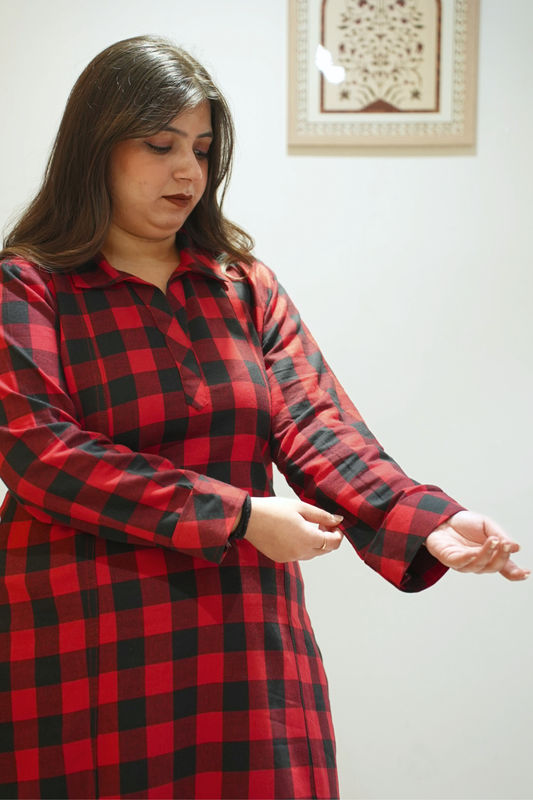 Fireside Checked A-line Woollen Kurta