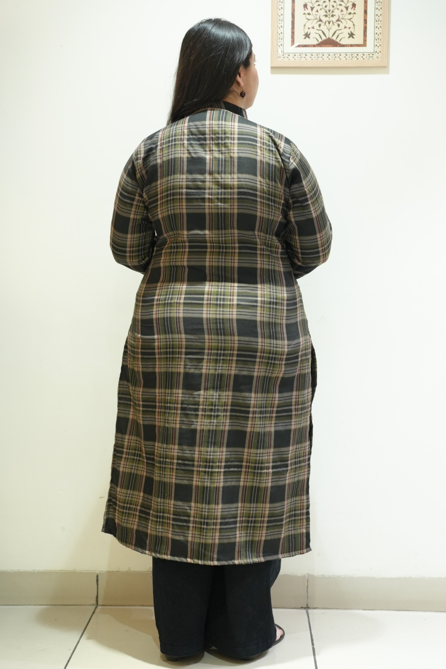 Walnut Ember Checked Woollen Kurta