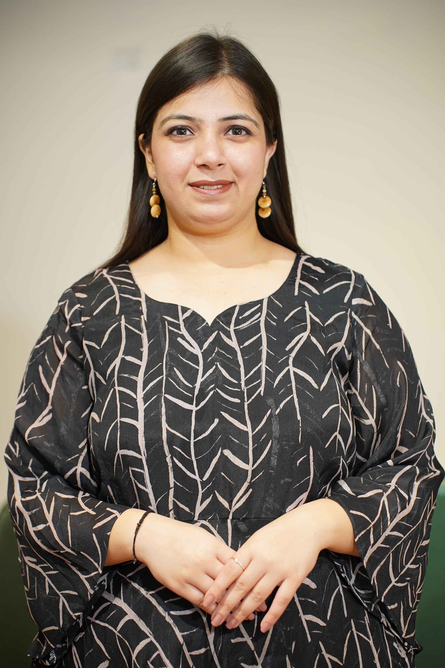 Charcoal Black Foiled Chiffon Dress