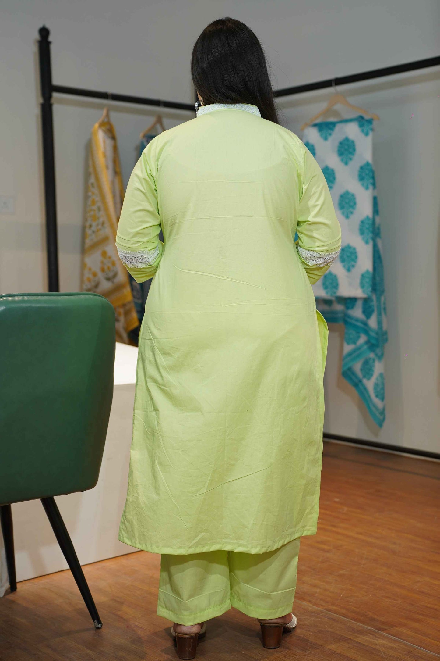 Lemony Green Cotton Suit Set