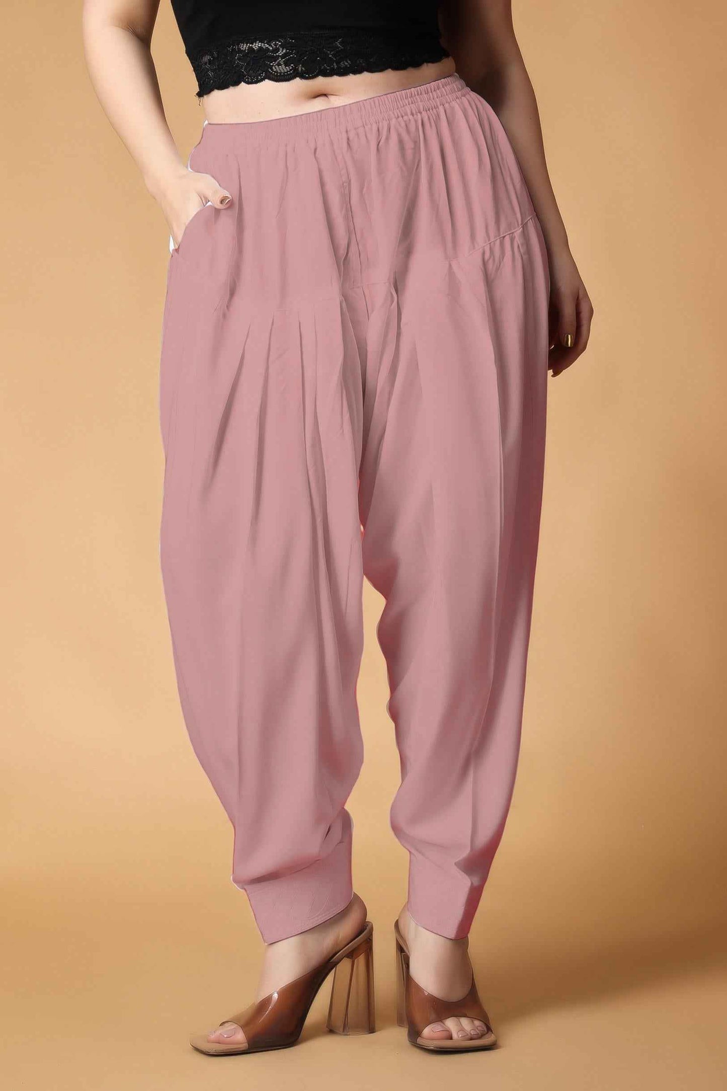 Baby Pink Pleated Cotton Salwar