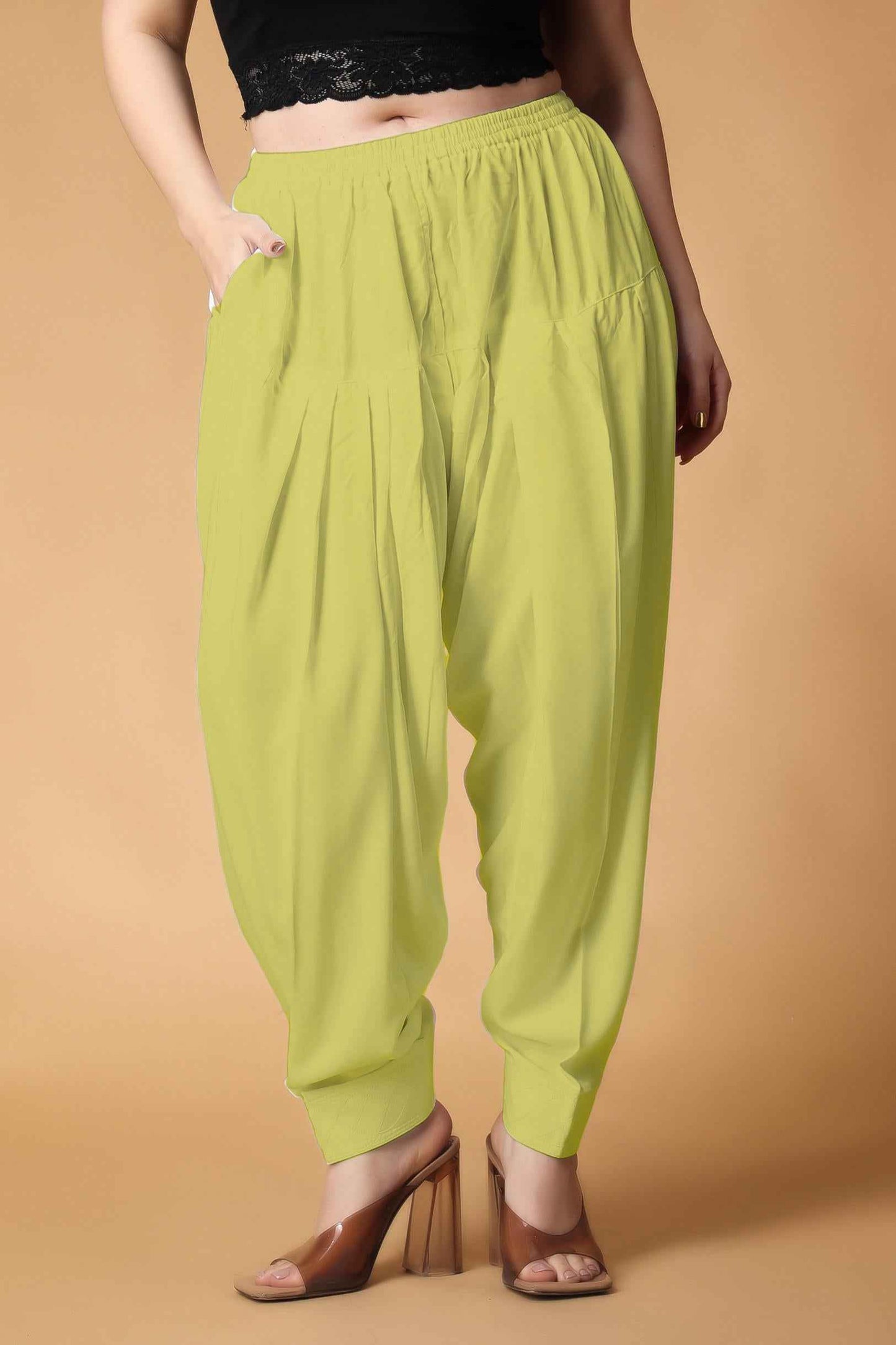 Lemon Pleated Cotton Salwar