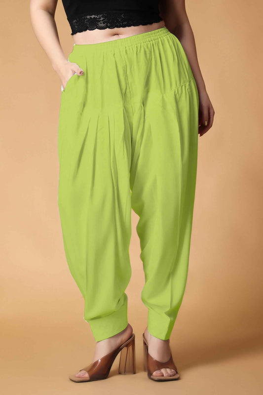 Neon Green Pleated Cotton Salwar