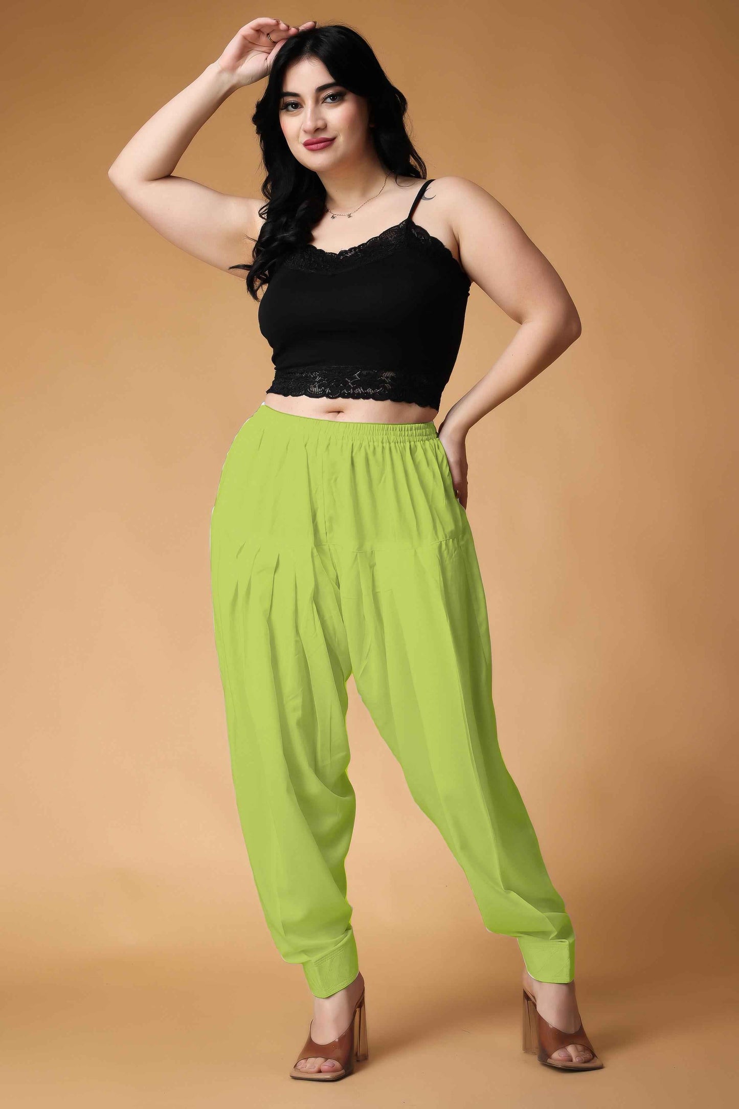 Neon Green Pleated Cotton Salwar