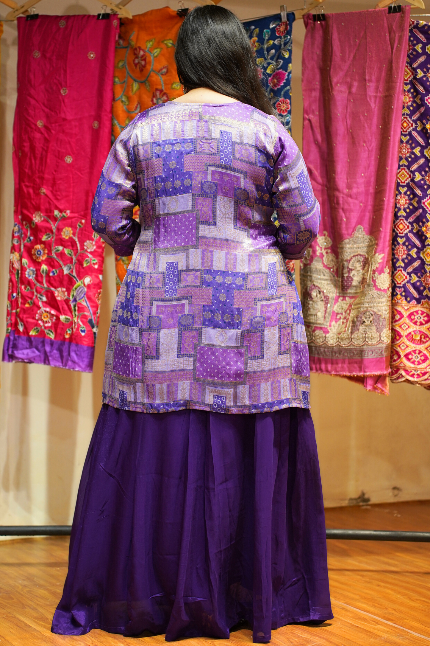 Anvika Silk Jacket Dress with Jacquard Weave