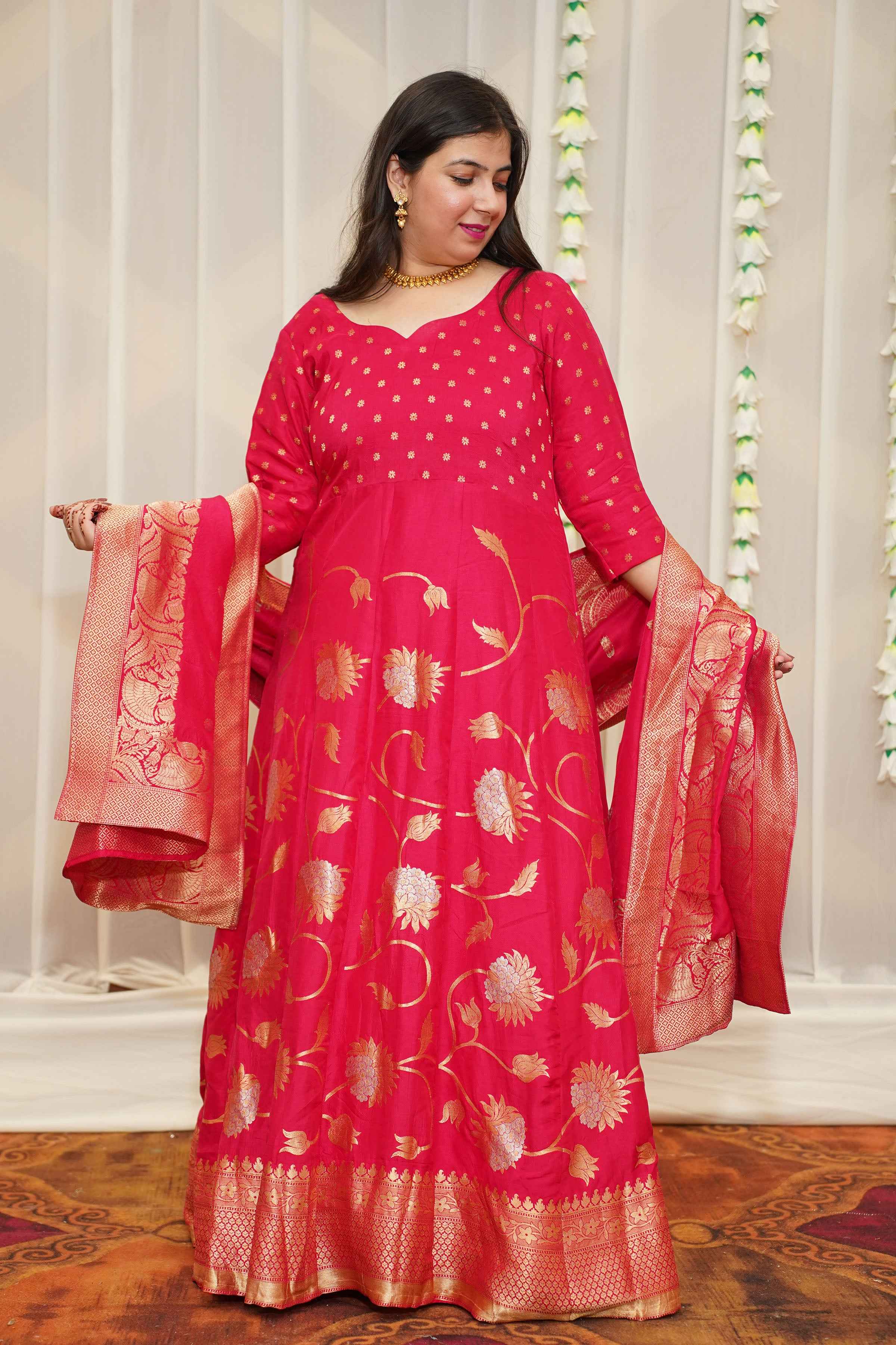 Buy Plus Size Aishani Jacquard Silk Anarkali Dress | Apella - The XS to 10XL Store Buy Plus Size Aishani Jacquard Silk Anarkali Dress | Apella - The XS to 10XL Store