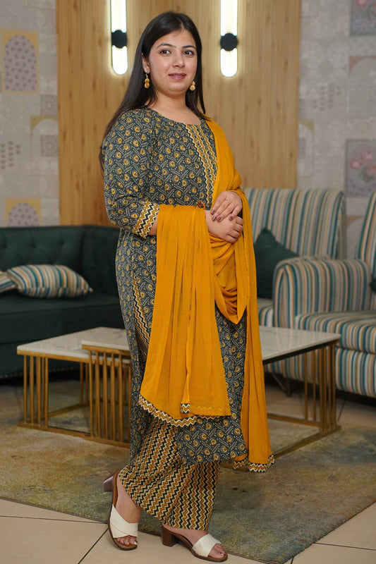 Amber Forest Kalamkari Suit Set
