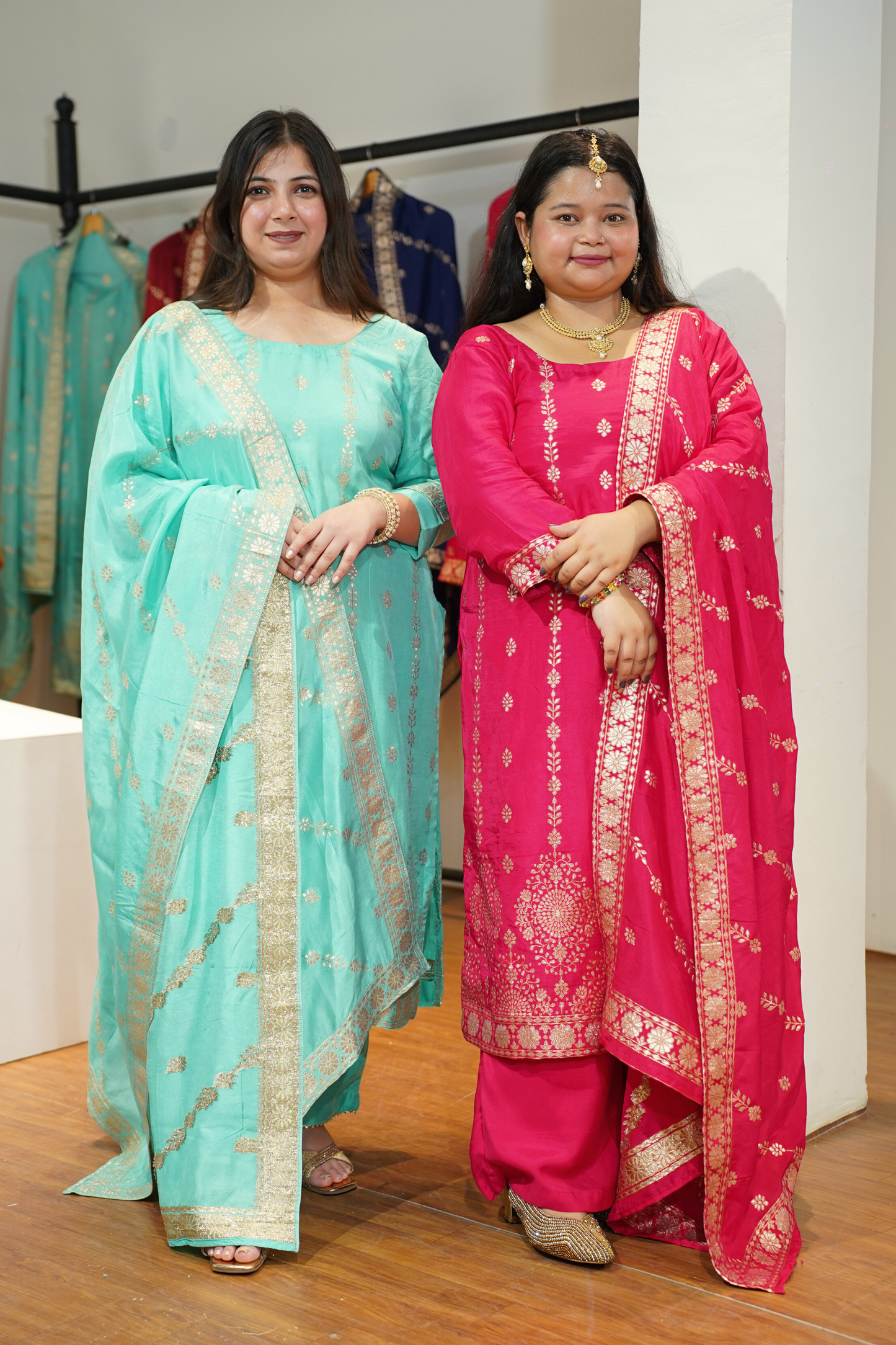 Anaaya Aqua Jacquard Silk Suit