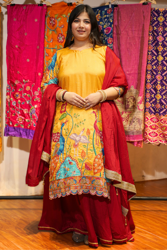 Arunima Mohar Skirt Suit with Peacock Motifs